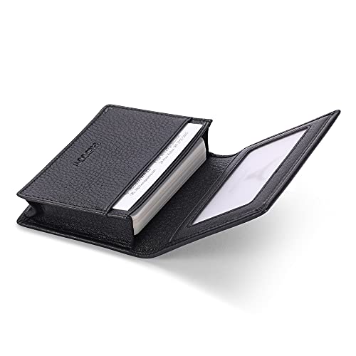 HISCOW Leather Business Card Case Holder for Men & Women, Italian Calfskin (Pebbled Black) - Image 3