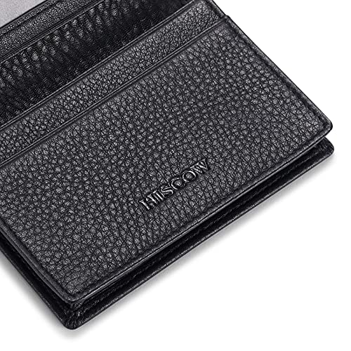 HISCOW Leather Business Card Case Holder for Men & Women, Italian Calfskin (Pebbled Black) - Image 5
