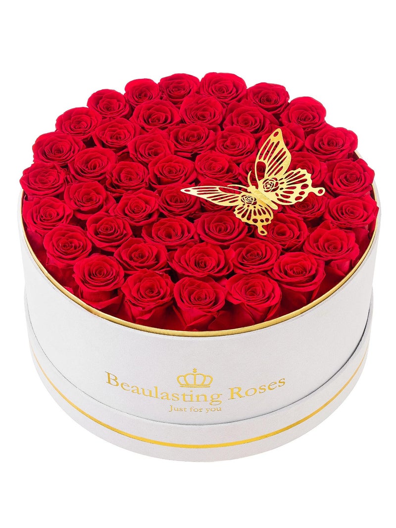 Preserved Roses Forever Flowers Real Roses in a Box Mothers Day Birthday Flowers for Her Mom Women Wife Valentines Day 47 Red Roses