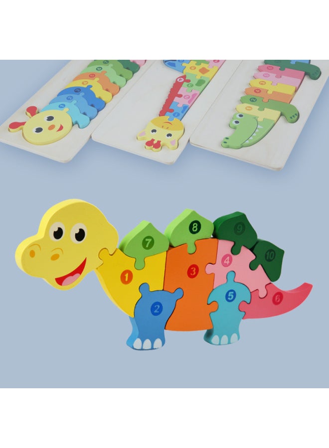 Direct Buckle Puzzle Four Animal Shape Children's Wooden Toy Puzzle Baby Early Education Educational Aids-Color:Crocodile - Image 3