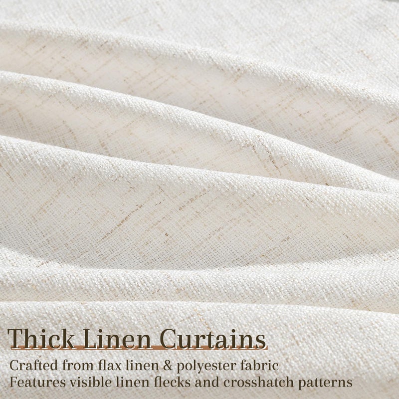 Joywell Short Linen Pinch Pleated Curtains 36 Inch Length for Cafe 2 Panels Set, Natural Cream Sheer Small Kitchen Window Drapes Over Sink, Light Filtering Back Tab Curtain for RV Half Window 29x36 - Image 3