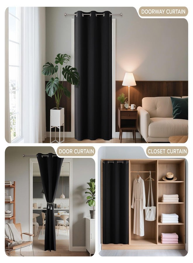 Joydeco Blackout Curtains 72 Inches Long, Black Blackout Curtains 72 Inch Length 1 Panel Set for Bedroom, Room Darkening Curtains & Drapes for Living Room (Black, W52 x L72 Inch) - Image 4