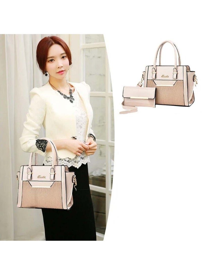 Huitich Crocodile Pattern Leather Two-Piece Women's Messenger Bag Beige 27×13×21 cm - Image 4