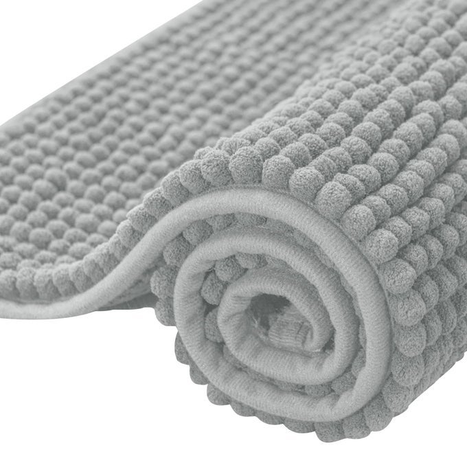 BATHROOM RUGS 20 X 32 CHENILLE BATH RUG SOFT SHORT PLUSH BATH MAT SOFT SHOWER MAT WATER ABSORBENT SHOWER MAT QUICK DRY MACHINE WASHABLE LIGHT GRAY