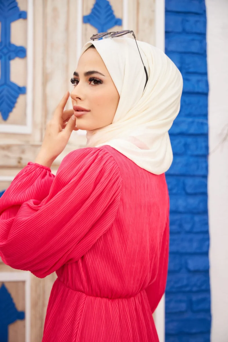 ناجيه سلتان Hijab Combed Cotton Shawl Pearl Cream