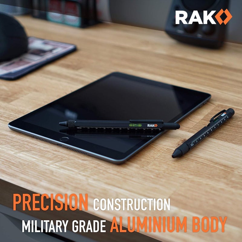 RAK Multitool Pen - Multi-Tool Pens, LED Light, Flathead, Phillips Screwdrivers, Level, Ruler, Bottle Opener, and Stylus. Cool Gadgets Gifts for Men, Dad, EDC Pen Tool, Gift-Ready Box, Pack of 2 - Image 5
