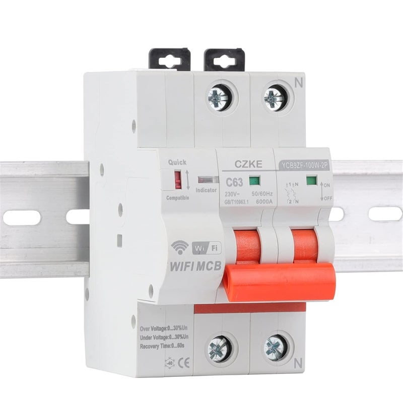 CZKE YCB9ZF-100W 4P Din Rail WiFi Smart Circuit Breaker Automatic Switch Overload Short Circuit Protection for Smart Home(100A) - Image 1