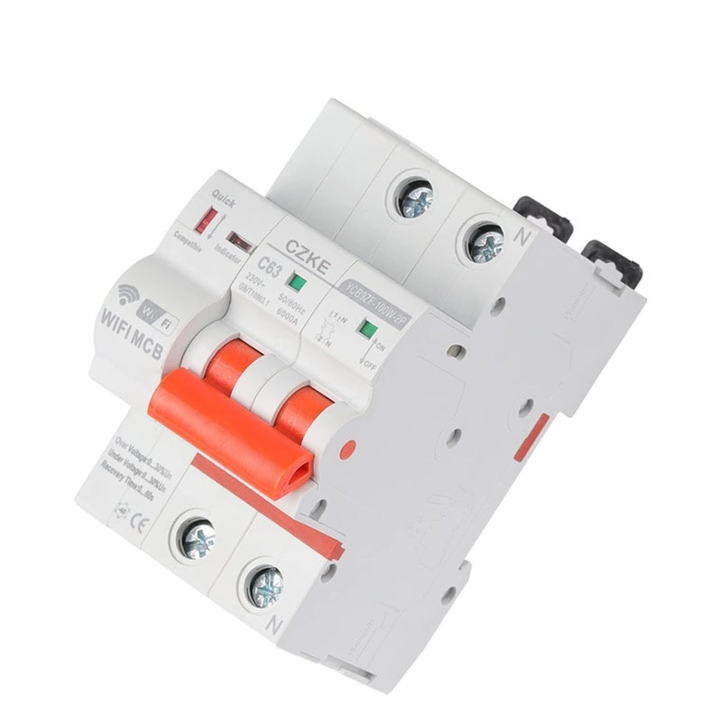 CZKE YCB9ZF-100W 4P Din Rail WiFi Smart Circuit Breaker Automatic Switch Overload Short Circuit Protection for Smart Home(100A) - Image 5