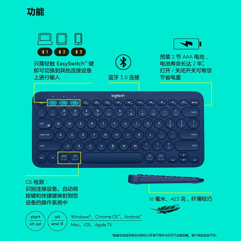 Logitech Fashion Series K380 Bluetooth Wireless Keyboard Mobile Phone Tablet Android Thin And Light Keyboard Official Flagship Store - Image 3