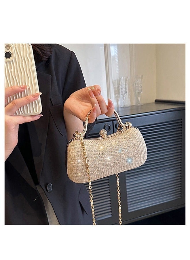 Bukela Fashionable Ladies Hand Bag Evening Bag Clutch Bag Handheld Crossbody or Sparkle Clutch Purse for Ladies Wedding Clutches Women's Dinner Bag Wedding Purse Party Dinner or Prom Purse Cream-Colored - Image 4