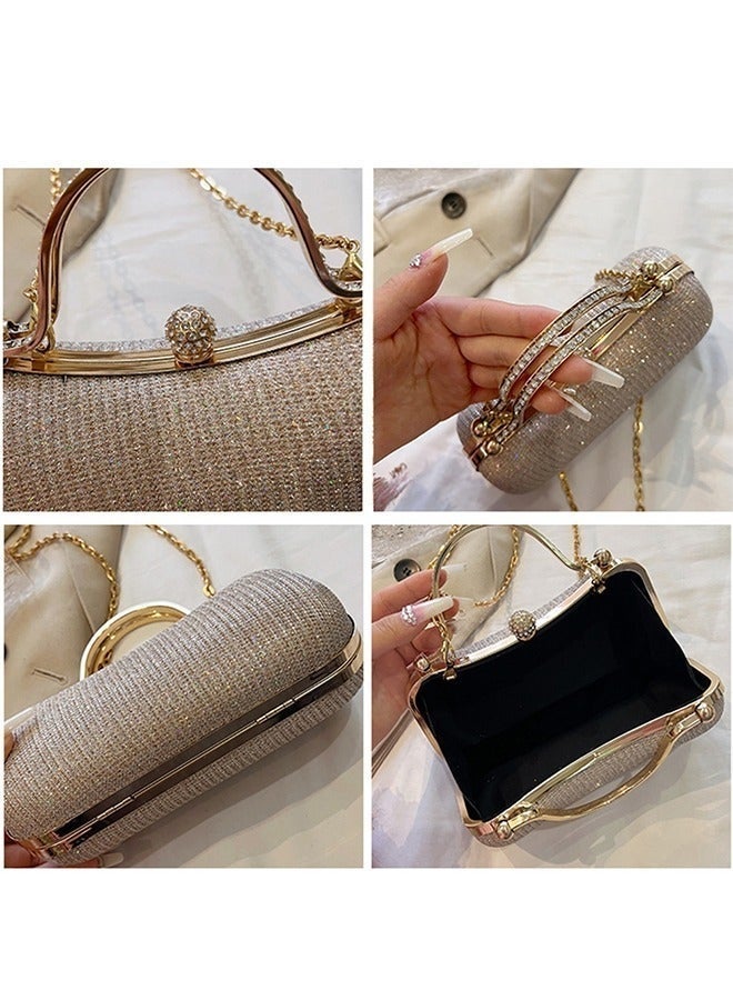 Bukela Fashionable Ladies Hand Bag Evening Bag Clutch Bag Handheld Crossbody or Sparkle Clutch Purse for Ladies Wedding Clutches Women's Dinner Bag Wedding Purse Party Dinner or Prom Purse Cream-Colored - Image 5