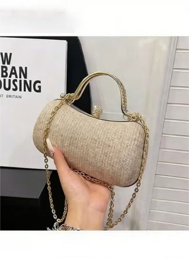 Bukela Fashionable Ladies Hand Bag Evening Bag Clutch Bag Handheld Crossbody or Sparkle Clutch Purse for Ladies Wedding Clutches Women's Dinner Bag Wedding Purse Party Dinner or Prom Purse Cream-Colored - Image 1