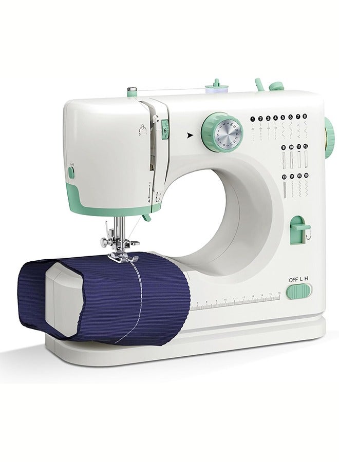 Angju Angju Portable Sewing Machine, Mini Electric Stitching Machine for Beginners, Double Needle 2 Speed 2 Thread Swing Machine With 16 Stitches, Reverse Stitch,Sewing Kit with Foot Pedal for Household - Image 1
