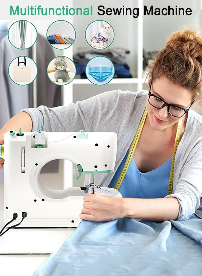 Angju Angju Portable Sewing Machine, Mini Electric Stitching Machine for Beginners, Double Needle 2 Speed 2 Thread Swing Machine With 16 Stitches, Reverse Stitch,Sewing Kit with Foot Pedal for Household - Image 5