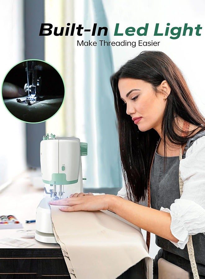 Angju Angju Portable Sewing Machine, Mini Electric Stitching Machine for Beginners, Double Needle 2 Speed 2 Thread Swing Machine With 16 Stitches, Reverse Stitch,Sewing Kit with Foot Pedal for Household - Image 4