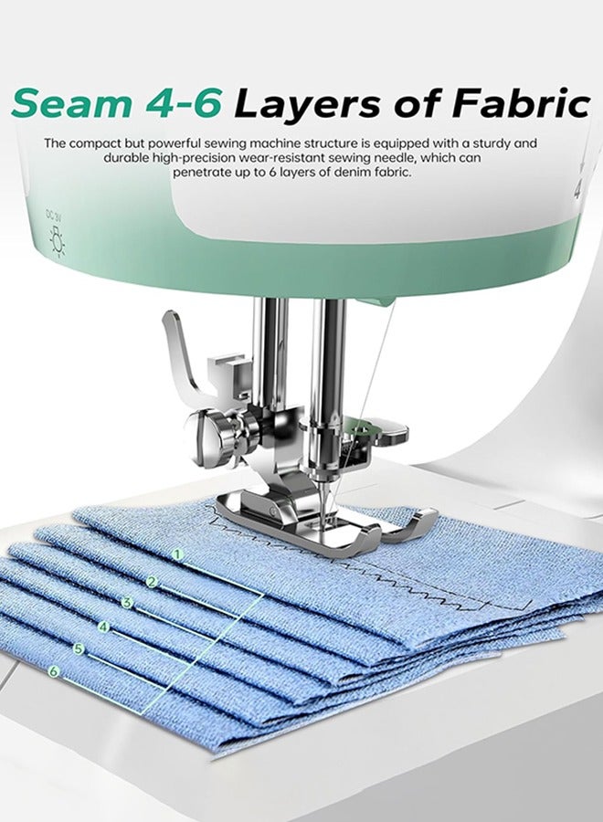 Angju Angju Portable Sewing Machine, Mini Electric Stitching Machine for Beginners, Double Needle 2 Speed 2 Thread Swing Machine With 16 Stitches, Reverse Stitch,Sewing Kit with Foot Pedal for Household - Image 2