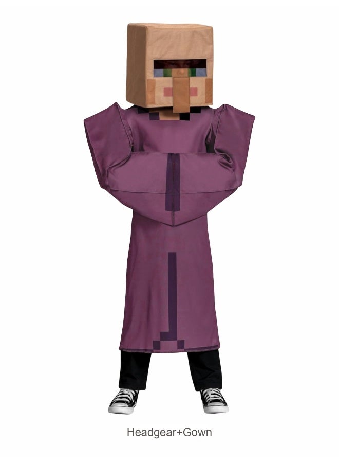 My World MC Halloween Villager Costume Children's Funny Cosplay Performance Dress - Image 1