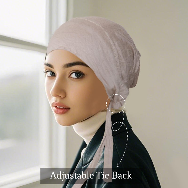 Avxzbef 5Pcs Islamic Muslim Under Hijab Cap Inner UnderScarf for women Inner Under Scarf Hat Hijab Cap with Tie Back Closure - Image 5