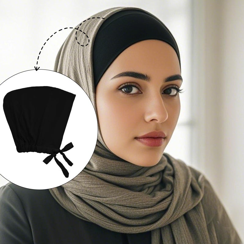 Avxzbef 5Pcs Islamic Muslim Under Hijab Cap Inner UnderScarf for women Inner Under Scarf Hat Hijab Cap with Tie Back Closure - Image 4