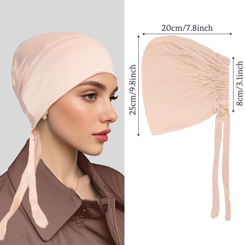 Avxzbef 5Pcs Islamic Muslim Under Hijab Cap Inner UnderScarf for women Inner Under Scarf Hat Hijab Cap with Tie Back Closure - Image 2