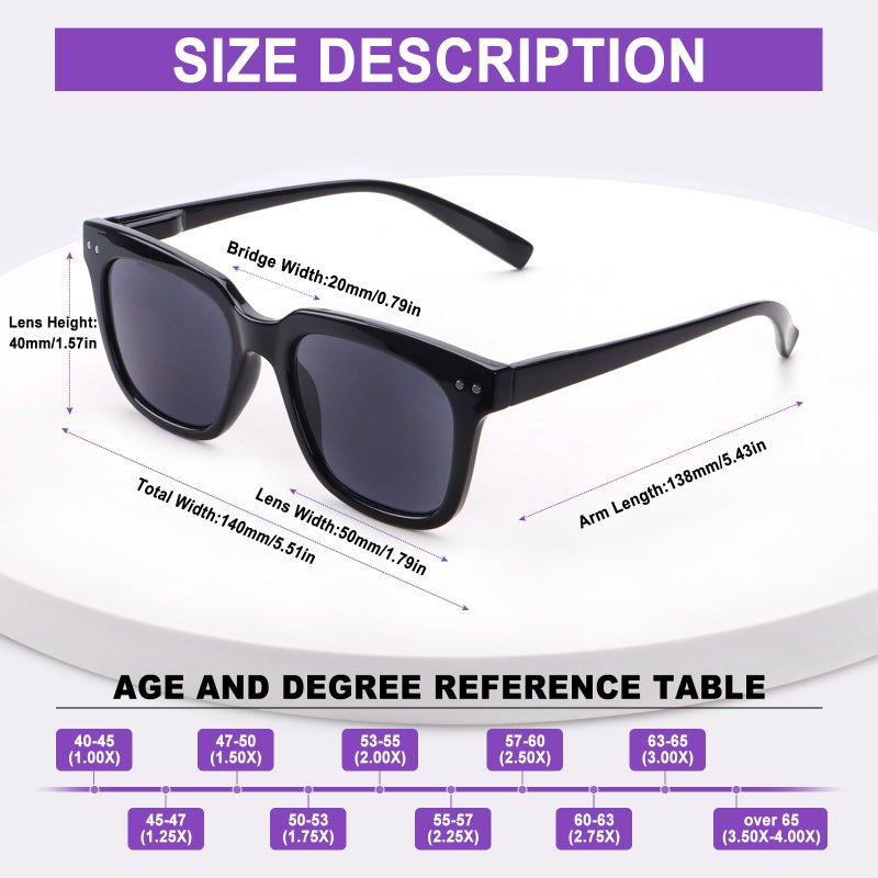 Chofilord 6 Pack Fashion Reading Glasses For Women Men Blue Light Blocking Oversized Square Readers With Spring Hinge (2 Black & 4 Colorful  2.25) - Image 2