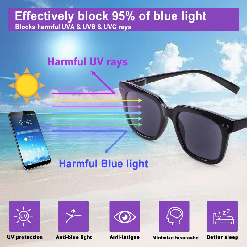 Chofilord 6 Pack Fashion Reading Glasses For Women Men Blue Light Blocking Oversized Square Readers With Spring Hinge (2 Black & 4 Colorful  2.25) - Image 5
