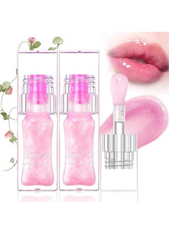 LuckNest Color Changing Lip Oil 2Pcs Moisturizing Big Brush Magic Color Changing Lip Gloss Transparent Lip Care Hydrating Lip Glow Oil Long Lasting Nourishing Nonsticky Fresh Texture 