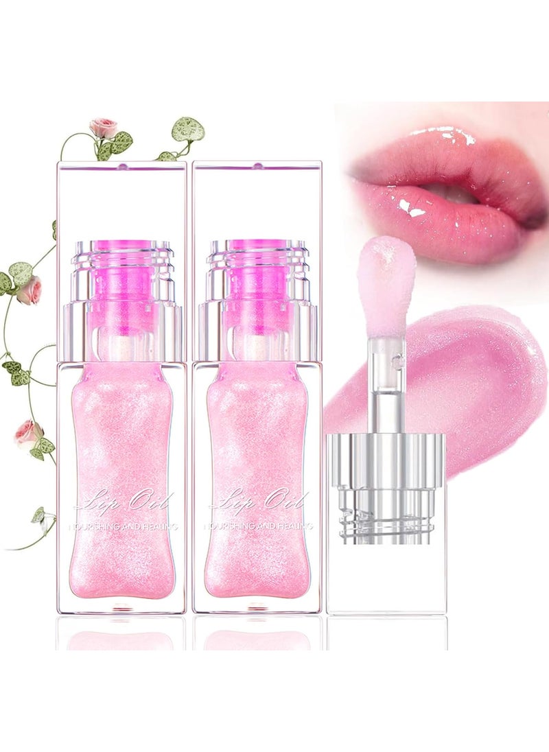 LuckNest Color Changing Lip Oil 2Pcs Moisturizing Big Brush Magic Color Changing Lip Gloss Transparent Lip Care Hydrating Lip Glow Oil Long Lasting Nourishing Nonsticky Fresh Texture 