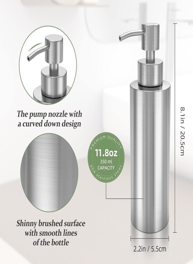 ARKTEK -Stainless Steel Countertop soap dispenser Rust Proof Liquid Hand soap dispenser, Premium Kitchen Pump for Liquid Bathroom Hand Dish Lotion (11.8 Oz / 350 ml) - Image 2