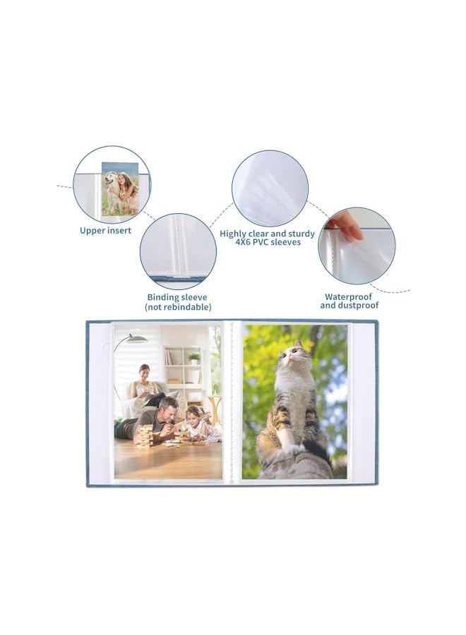 The Bros Small Photo Album 4x6 Slip-in Picture Album 26Pages Holds 52 Photos, Linen Cover Mini Photo Book, Picture Book for Photos Family Anniversaries Baby Vacations, Blue - Image 4