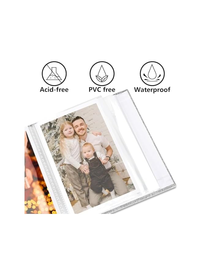 The Bros Small Photo Album 4x6 Slip-in Picture Album 26Pages Holds 52 Photos, Linen Cover Mini Photo Book, Picture Book for Photos Family Anniversaries Baby Vacations, Blue - Image 3