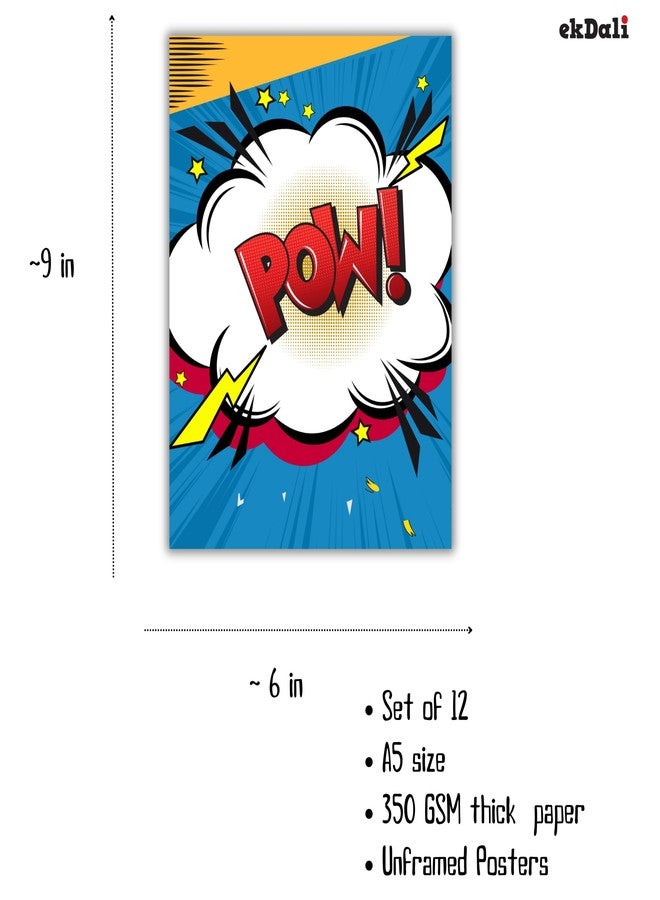 EKDALI Comic Lovers Posters for room decoration | Colour pop with comic theme for office or home space | Set of 12 A5 Size 6 x 9 inches | 350 GSM - Image 4