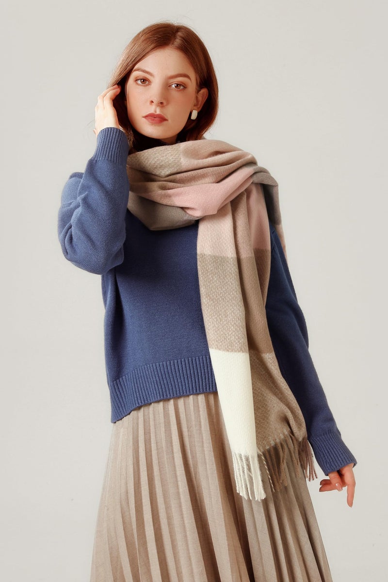 EONPOW Women's Scarf Fashion Long Plaid Winter Warm Lattice Shawl Scarves - Image 3