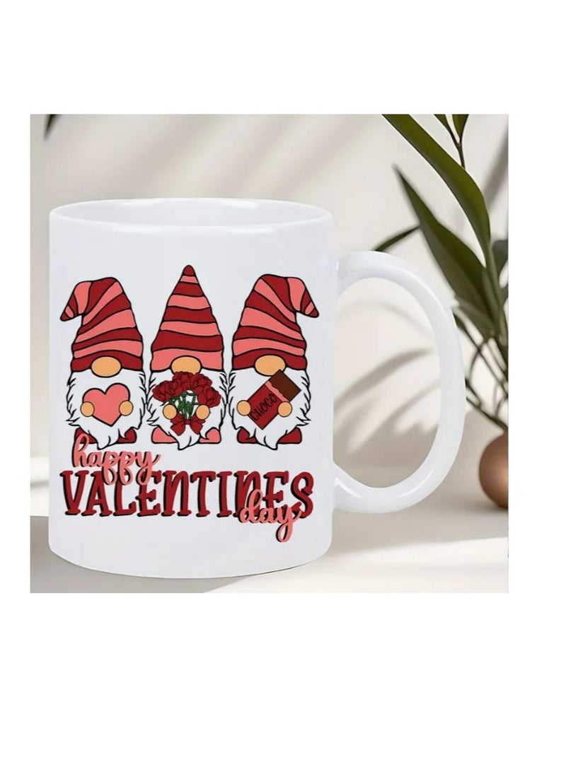 RYN® Charming Valentine's Day Gnome Coffee Mug - Insulated White Ceramic with Red & Pink Design, Ideal for Hot & Cold Beverages, Reusable, Perfect Gift for Holidays & Birthdays, Coffee Bar Accessories - Image 4