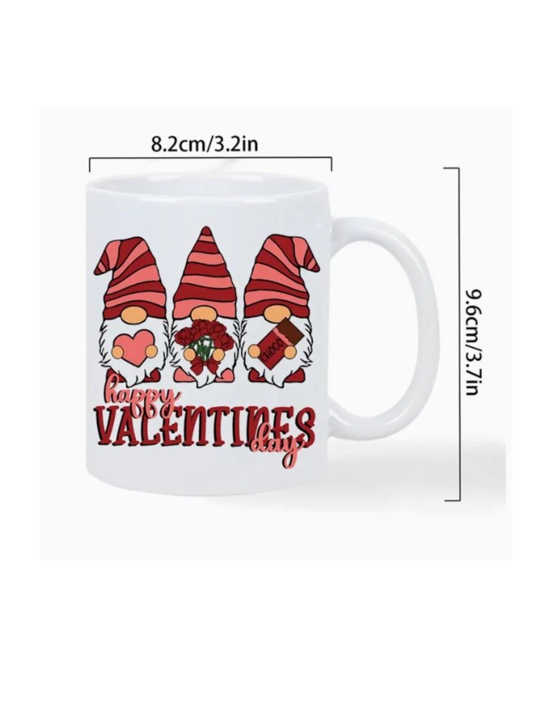 RYN® Charming Valentine's Day Gnome Coffee Mug - Insulated White Ceramic with Red & Pink Design, Ideal for Hot & Cold Beverages, Reusable, Perfect Gift for Holidays & Birthdays, Coffee Bar Accessories - Image 3
