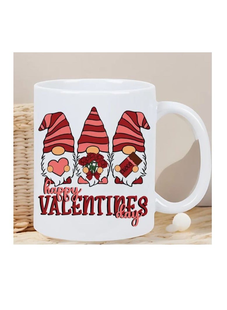 RYN® Charming Valentine's Day Gnome Coffee Mug - Insulated White Ceramic with Red & Pink Design, Ideal for Hot & Cold Beverages, Reusable, Perfect Gift for Holidays & Birthdays, Coffee Bar Accessories - Image 2