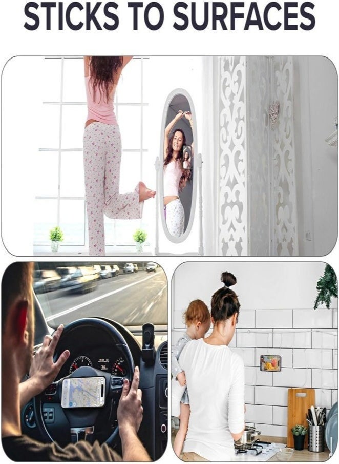 Suction Phone Case Mount, 4Pcs Silicone Phone Suction Grip Compatible with iPhone and Android Cases, Anti-Slip Hands-Free Mobile Accessory Holder, Sticky Phone Grip for Tiktok Videos and Selfies(Pink, black, white, transparent)  - Image 3