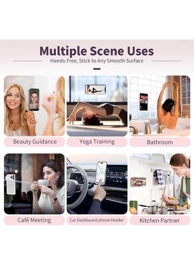 Suction Phone Case Mount, 4Pcs Silicone Phone Suction Grip Compatible with iPhone and Android Cases, Anti-Slip Hands-Free Mobile Accessory Holder, Sticky Phone Grip for Tiktok Videos and Selfies(Pink, black, white, transparent) - Image 3