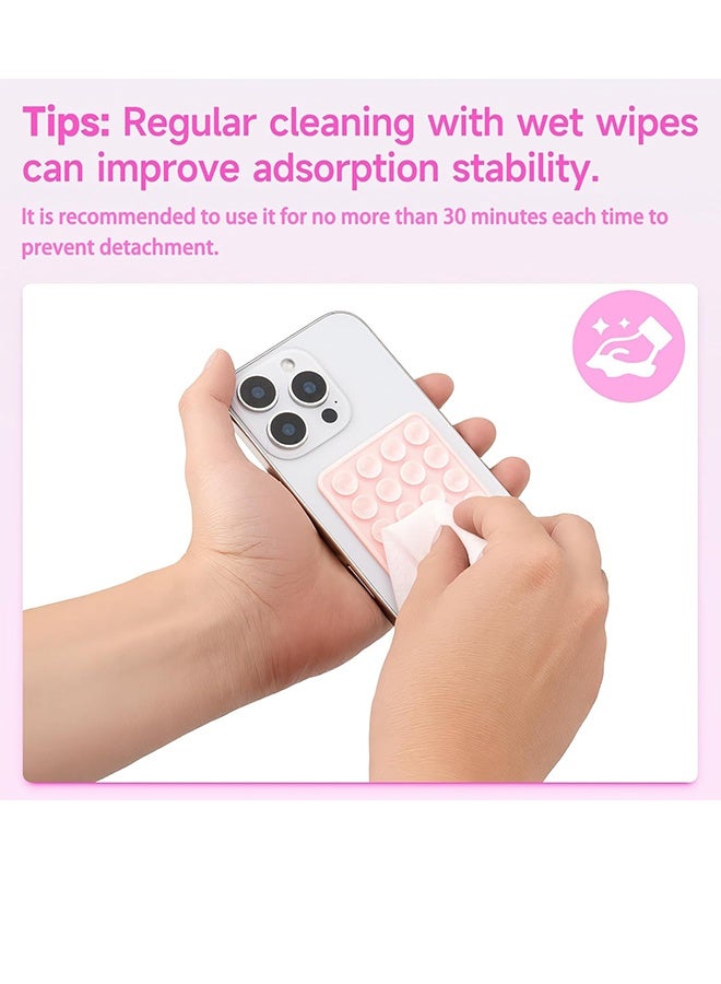 Suction Phone Case Mount, 4Pcs Silicone Phone Suction Grip Compatible with iPhone and Android Cases, Anti-Slip Hands-Free Mobile Accessory Holder, Sticky Phone Grip for Tiktok Videos and Selfies(Pink, black, white, transparent) - Image 5