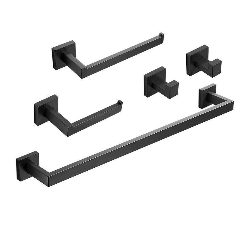 Bathroom Hardware Set Matte Black 236Inch Towel Bar2pcs Towel HookToilet Paper HolderHand Towel Holder Stainless Steel Bathroom Accessories GTS3190B