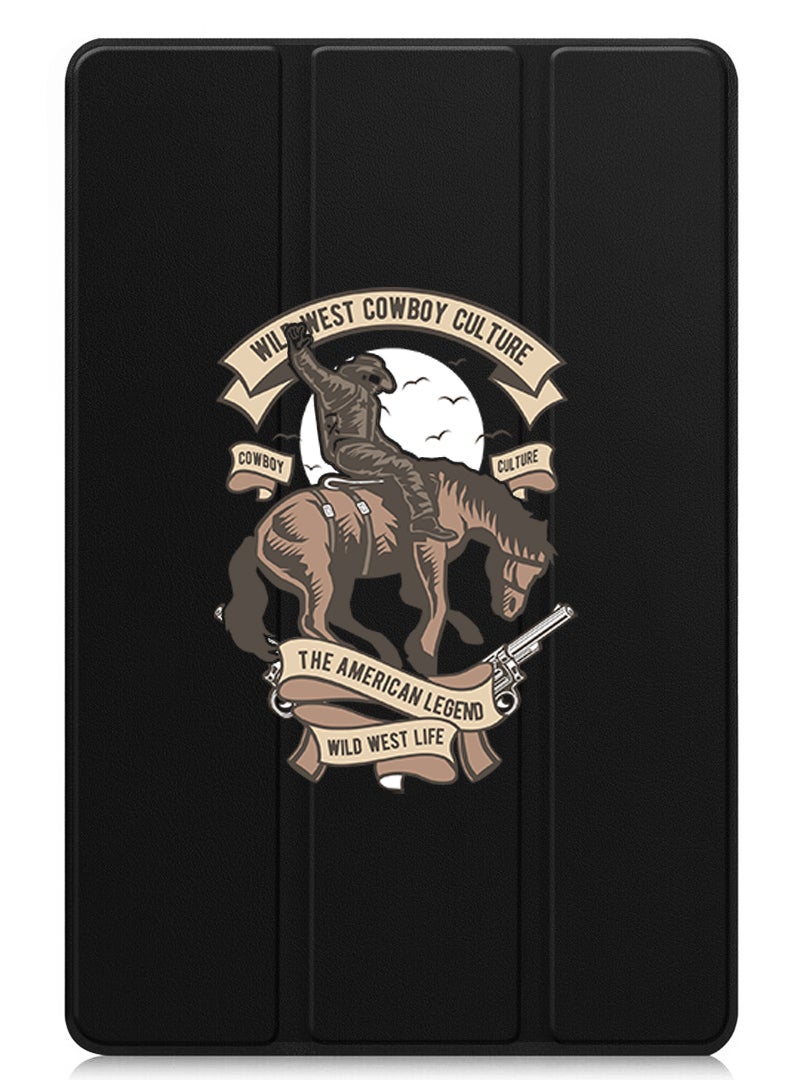 Theodor Protective Flip Case For Apple iPad mini 7th Generation (A17 Pro 2024 / Mini 6 2021 6th Generation) With Trifold Stand Auto Wake Sleep Shockproof Cover Wild west cowboy  - Image 1