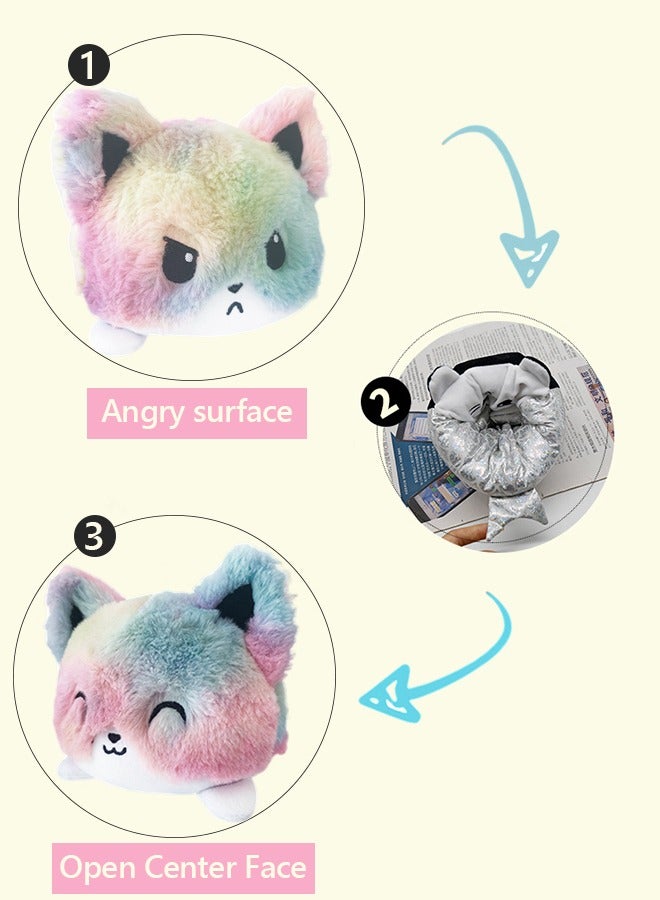 GROIC Reversible Cat Plushie,Tie-Dye Stuffed Animals Plush Pillow,Soft Plush Fluffy Mood Cat Throw Pillow,Animal Cartoon Doll,Plush Toys  - Image 2