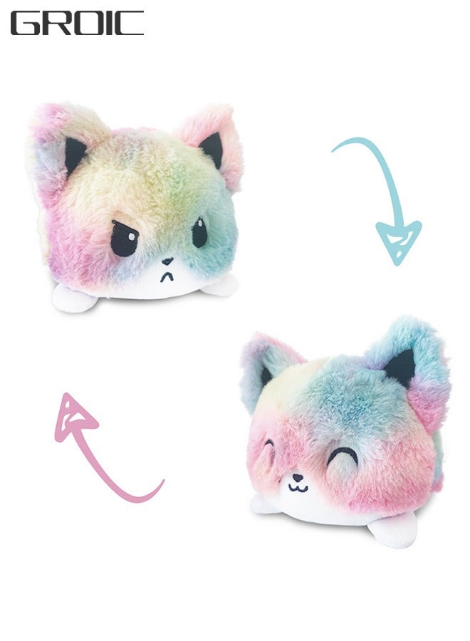 GROIC Reversible Cat Plushie,Tie-Dye Stuffed Animals Plush Pillow,Soft Plush Fluffy Mood Cat Throw Pillow,Animal Cartoon Doll,Plush Toys  - Image 1