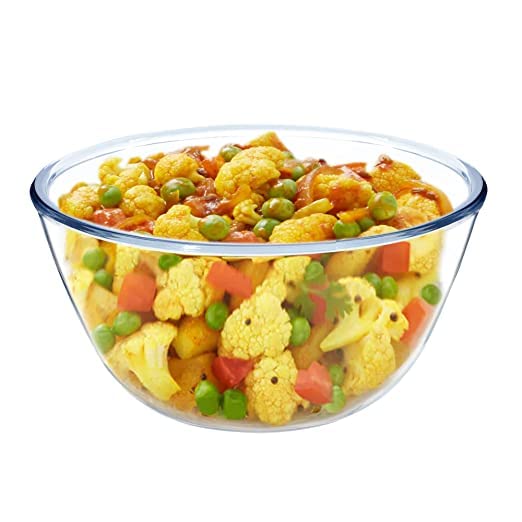 SIMPARTE Regalia Mixing Transparent Round Glass Bowl, Dishwasher Safe for Kitchen & Dinning (1000 ml) - Image 1