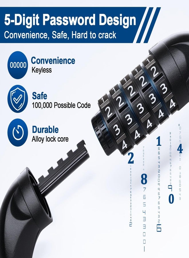 NDakter Bike Lock, 5 Digit Combination Heavy Duty Anti Theft Bicycle Chain Lock, 2.62/3.2/4.27/5/6Ft Long, High Security Resettable, Suitable for Bike, Scooter, Door, Gate, Fence-4/6mm Thick - Image 3