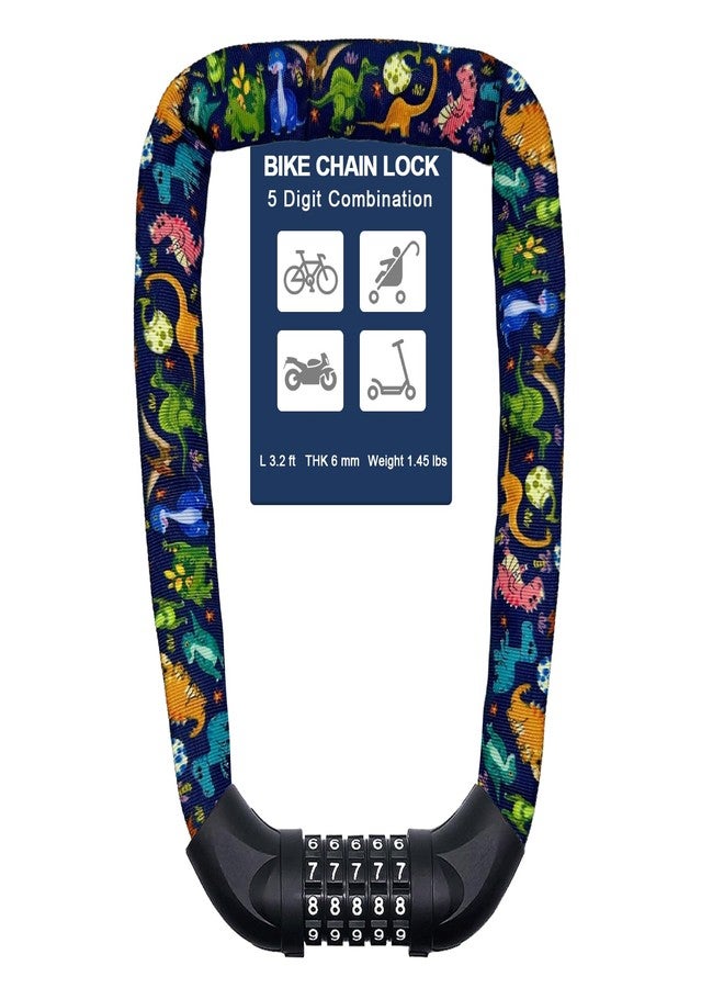 NDakter Bike Lock, 5 Digit Combination Heavy Duty Anti Theft Bicycle Chain Lock, 2.62/3.2/4.27/5/6Ft Long, High Security Resettable, Suitable for Bike, Scooter, Door, Gate, Fence-4/6mm Thick - Image 1