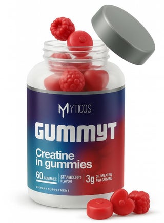 MYTICOS Gummyt Creatine in Gummies 3000 mg | Powerful Muscle Recovery & Strength & Energy Booster | Strawberry Flavor | No Added Sugar | Creatine Monohydrate Supplement for Men & Women | 60 Easy-Chew Gummies - pzsku/Z9D74347DA1D1D3B8EBF2Z/45/1752129856/843c04dd-384e-4e4c-a4e5-793e8195e956