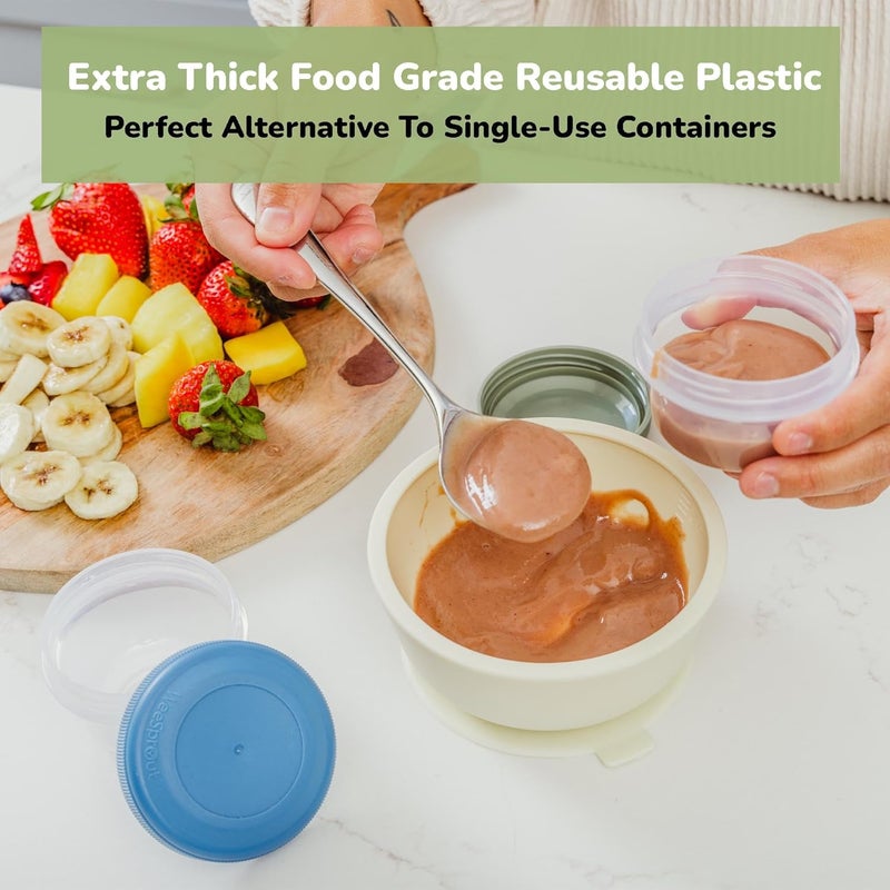WeeSprout Leakproof Baby Food Storage - 12 Container Set, Small Plastic Containers with Lids, Lock in Freshness, Nutrients, & Flavor, Freezer & Dishwasher Friendly, 4oz Snack Container (Variety Matte) - Image 3