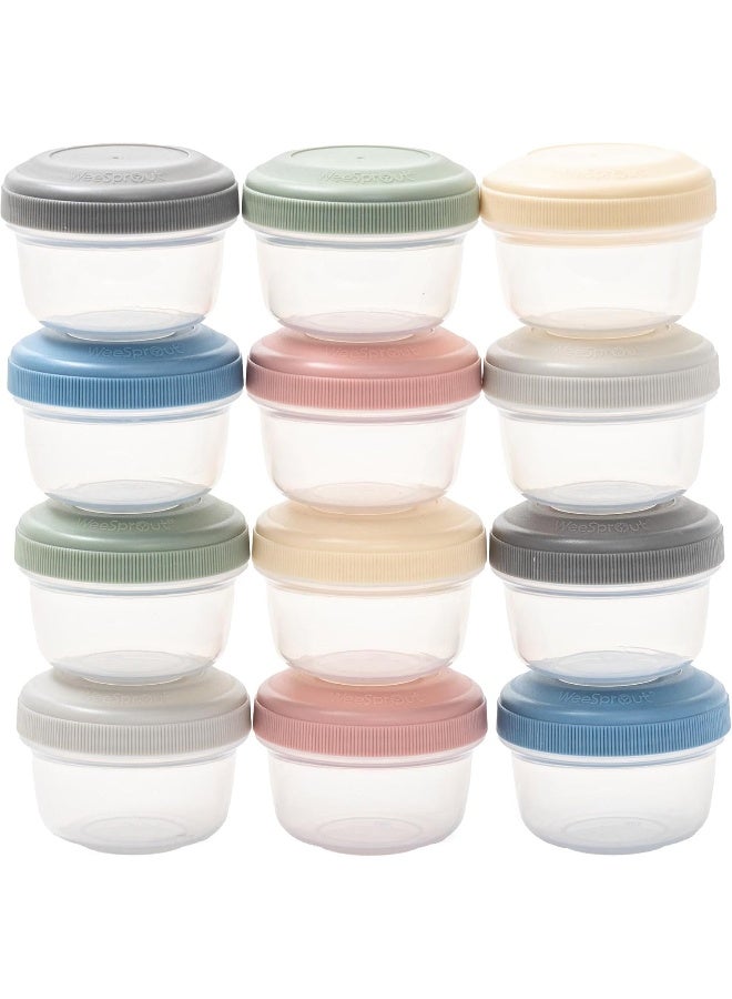 WeeSprout Leakproof Baby Food Storage - 12 Container Set, Small Plastic Containers with Lids, Lock in Freshness, Nutrients, & Flavor, Freezer & Dishwasher Friendly, 4oz Snack Container (Variety Matte) - Image 1
