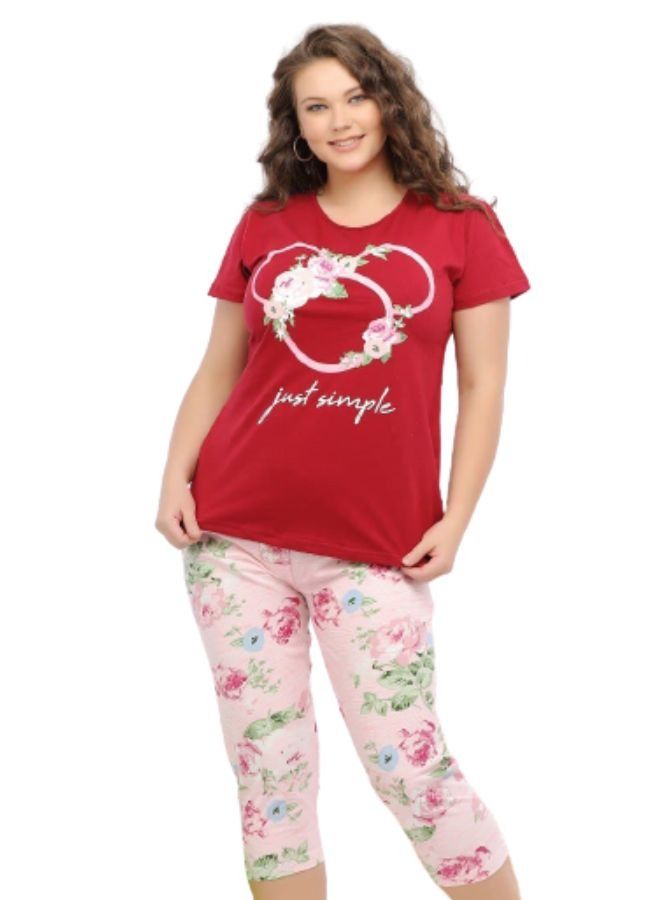 Ganna Women's pajamas with short sleeves and summer Bermuda shorts made of cotton large sizes